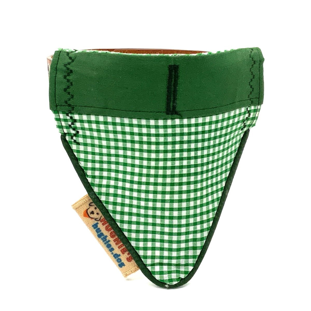 Emerald Green Gingham Over - collar Dog Bandana (reversible) - Hughies Dog Accessories