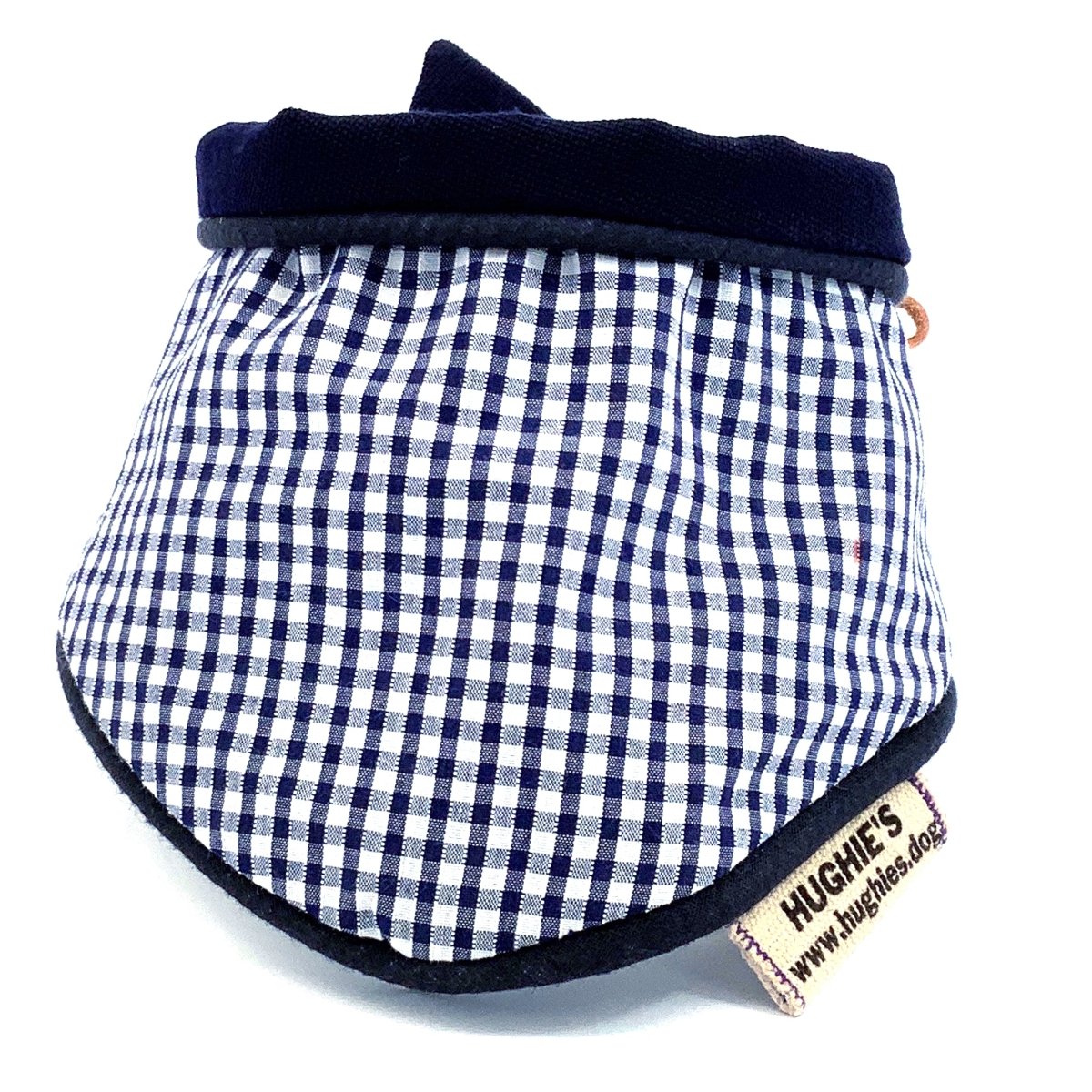 Midnight Blue Gingham Tie - on Dog Bandana (reversible) - Hughies Dog Accessories
