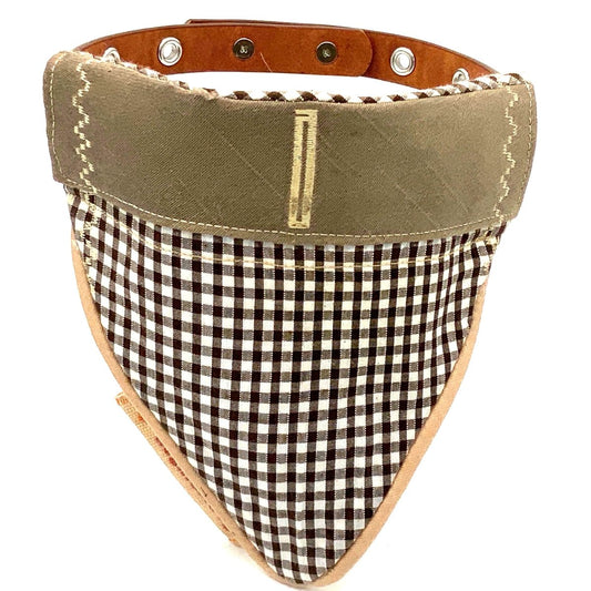 Mushroom Gingham Over - collar Dog Bandana (reversible) - Hughies Dog Accessories