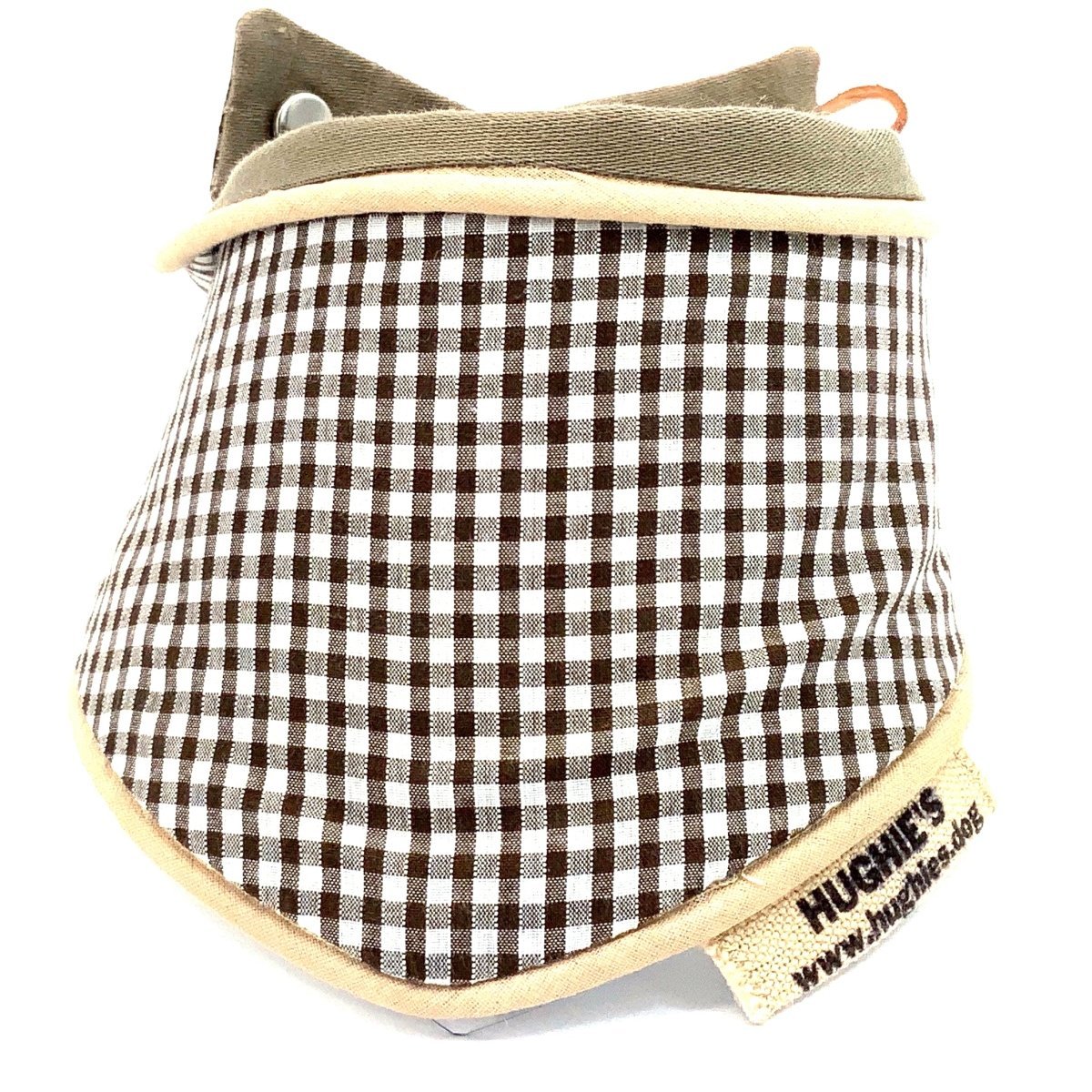 Mushroom Gingham Snap - on Dog Bandana (reversible) - Hughies Dog Accessories