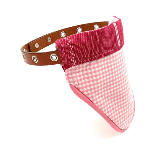 Pink Gingham Over - collar Dog Bandana (reversible) - Hughies Dog Accessories