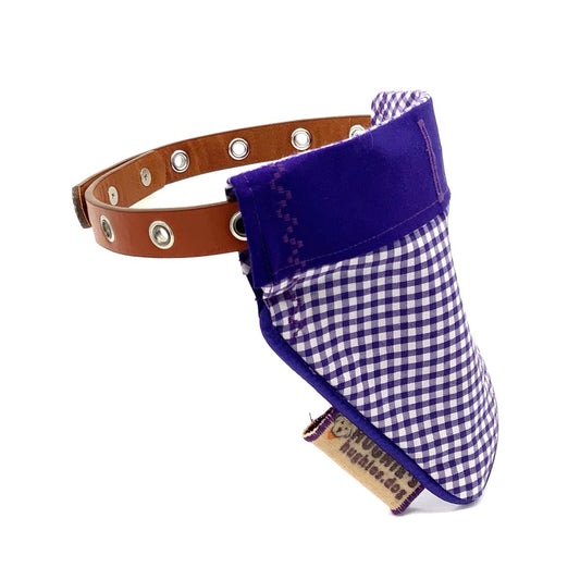 Purple Gingham Over - collar Dog Bandana (reversible) - Hughies Dog Accessories