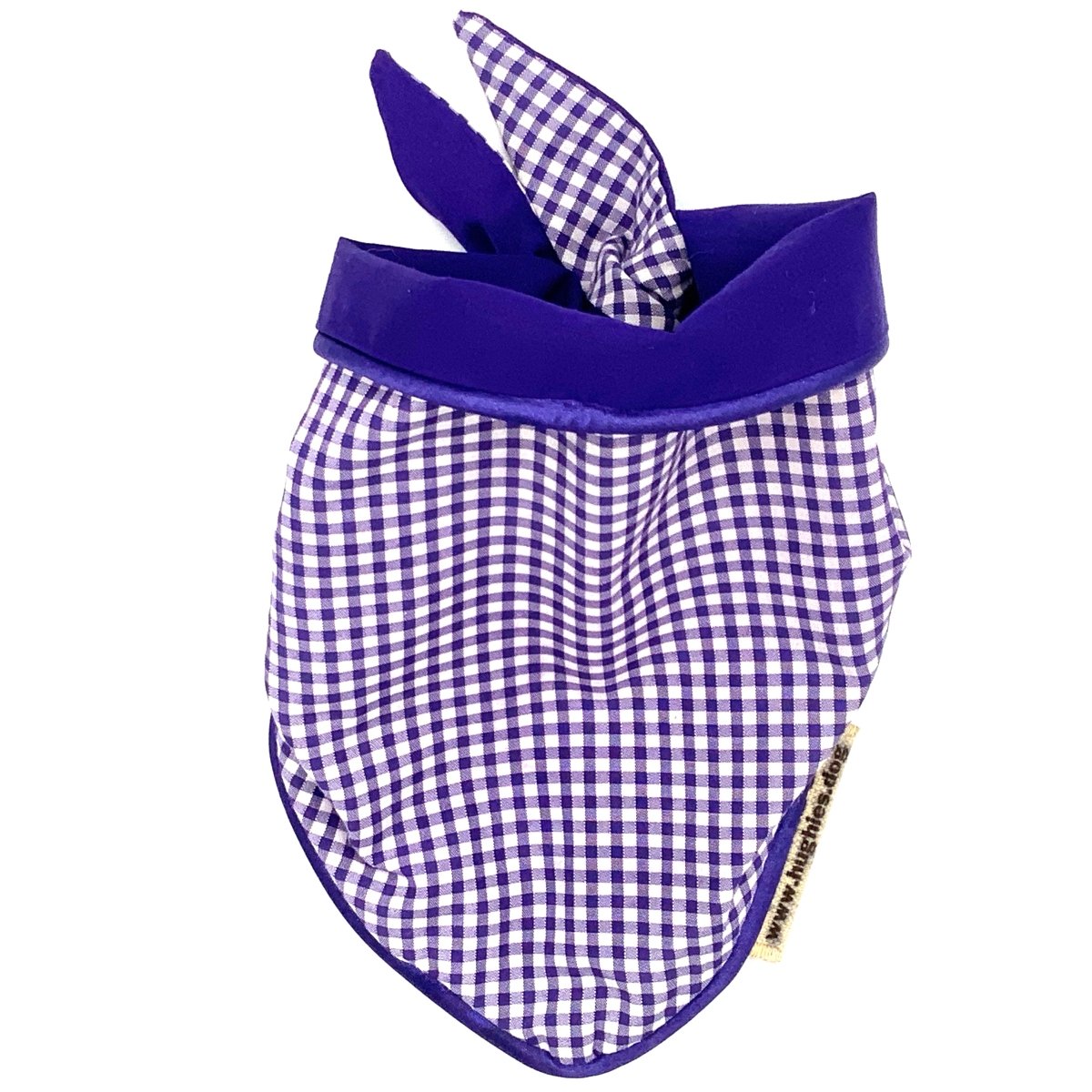 Purple Gingham Tie - on Dog Bandana (reversible) - Hughies Dog Accessories