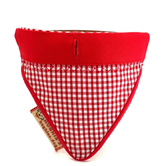 Red Gingham Over - collar Dog Bandana (reversible) - Hughies Dog Accessories