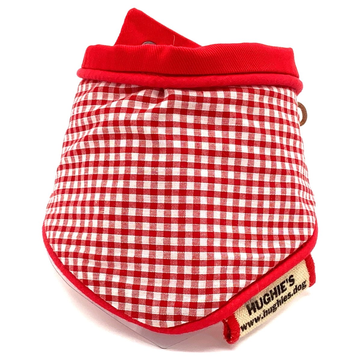 Red Gingham Snap - on Dog Bandana (reversible) - Hughies Dog Accessories