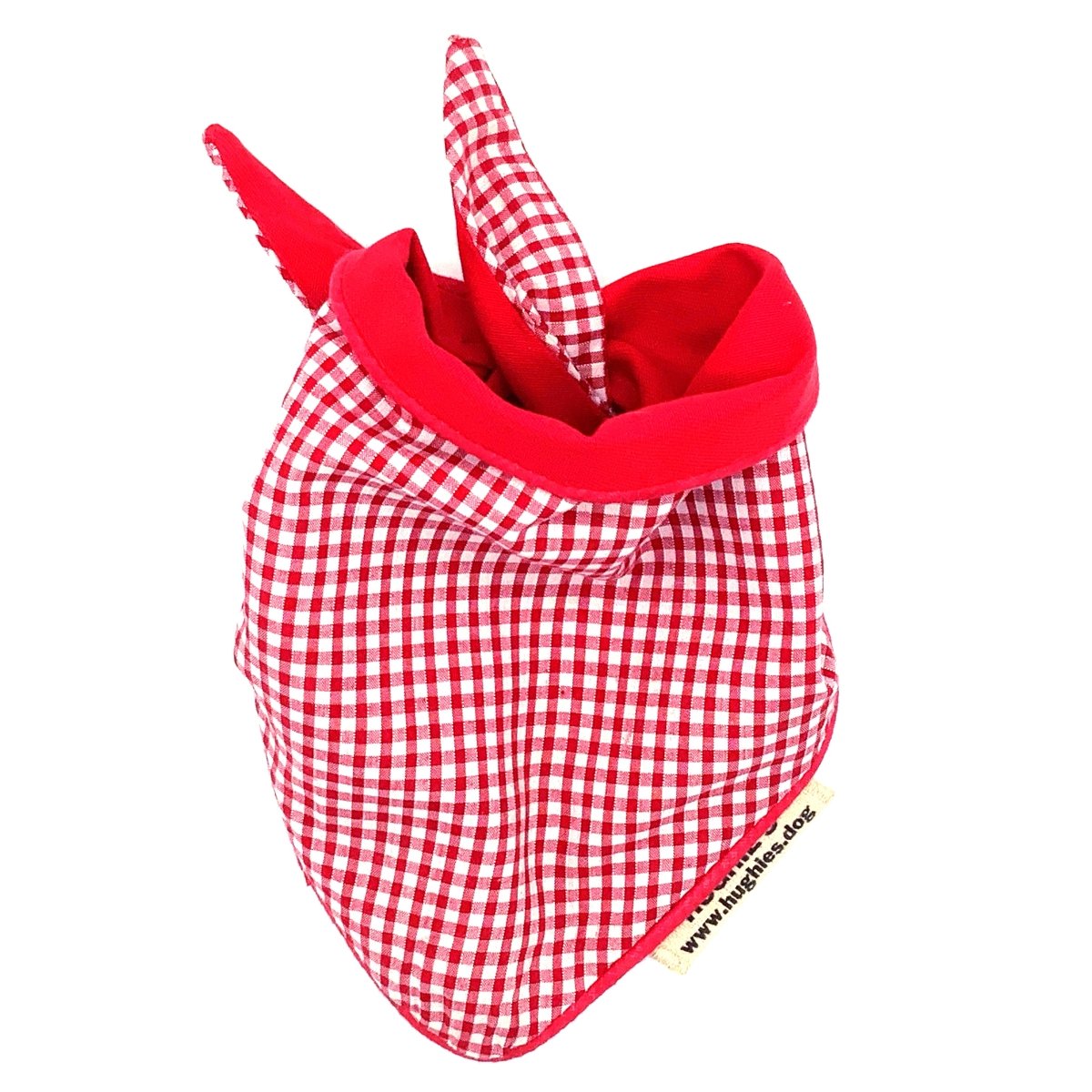Red Gingham Tie - on Dog Bandana (reversible) - Hughies Dog Accessories