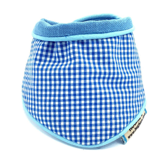 Sky Blue Gingham Snap - on Dog Bandana (reversible) - Hughies Dog Accessories