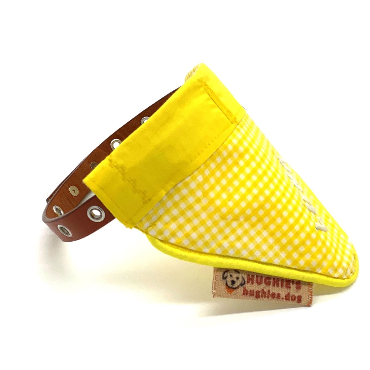 Yellow Gingham Over - collar Dog Bandana (reversible) - Hughies Dog Accessories
