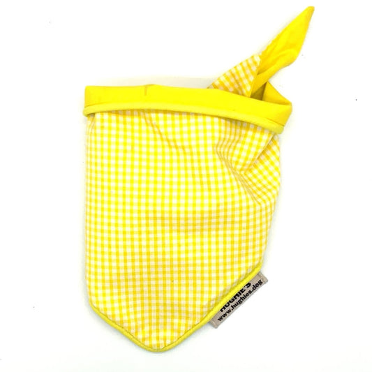 Yellow Gingham Tie - on Dog Bandana (reversible) - Hughies Dog Accessories