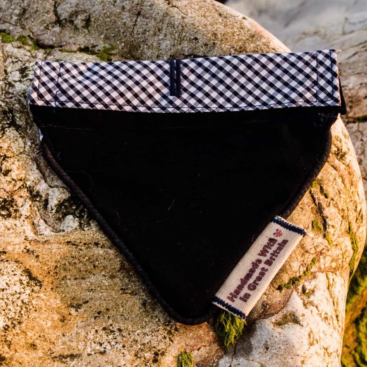 Midnight Blue Gingham Over-collar Dog Bandana (reversible) - Hughies Dog Accessories