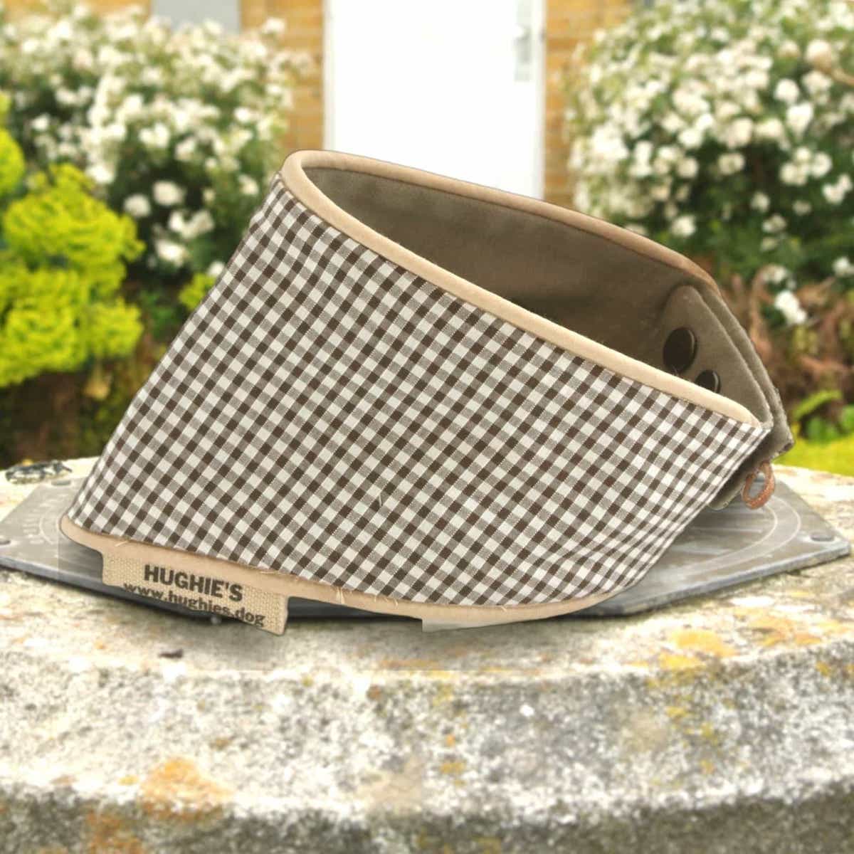 Mushroom Gingham Snap-on Dog Bandana (reversible) - Hughies Dog Accessories