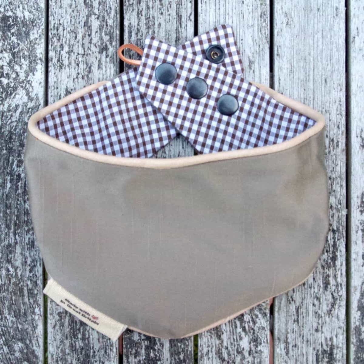 Mushroom Gingham Snap-on Dog Bandana (reversible) - Hughies Dog Accessories