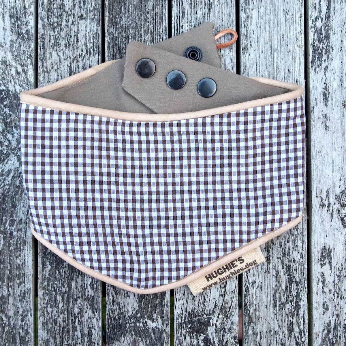 Mushroom Gingham Snap-on Dog Bandana (reversible) - Hughies Dog Accessories