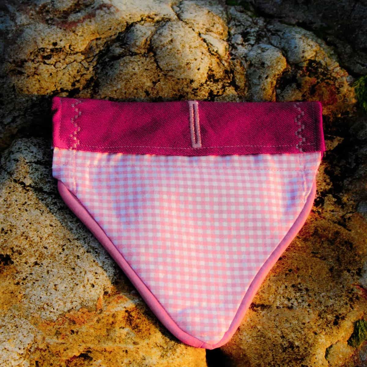 Pink Gingham Over-collar Dog Bandana (reversible) - Hughies Dog Accessories