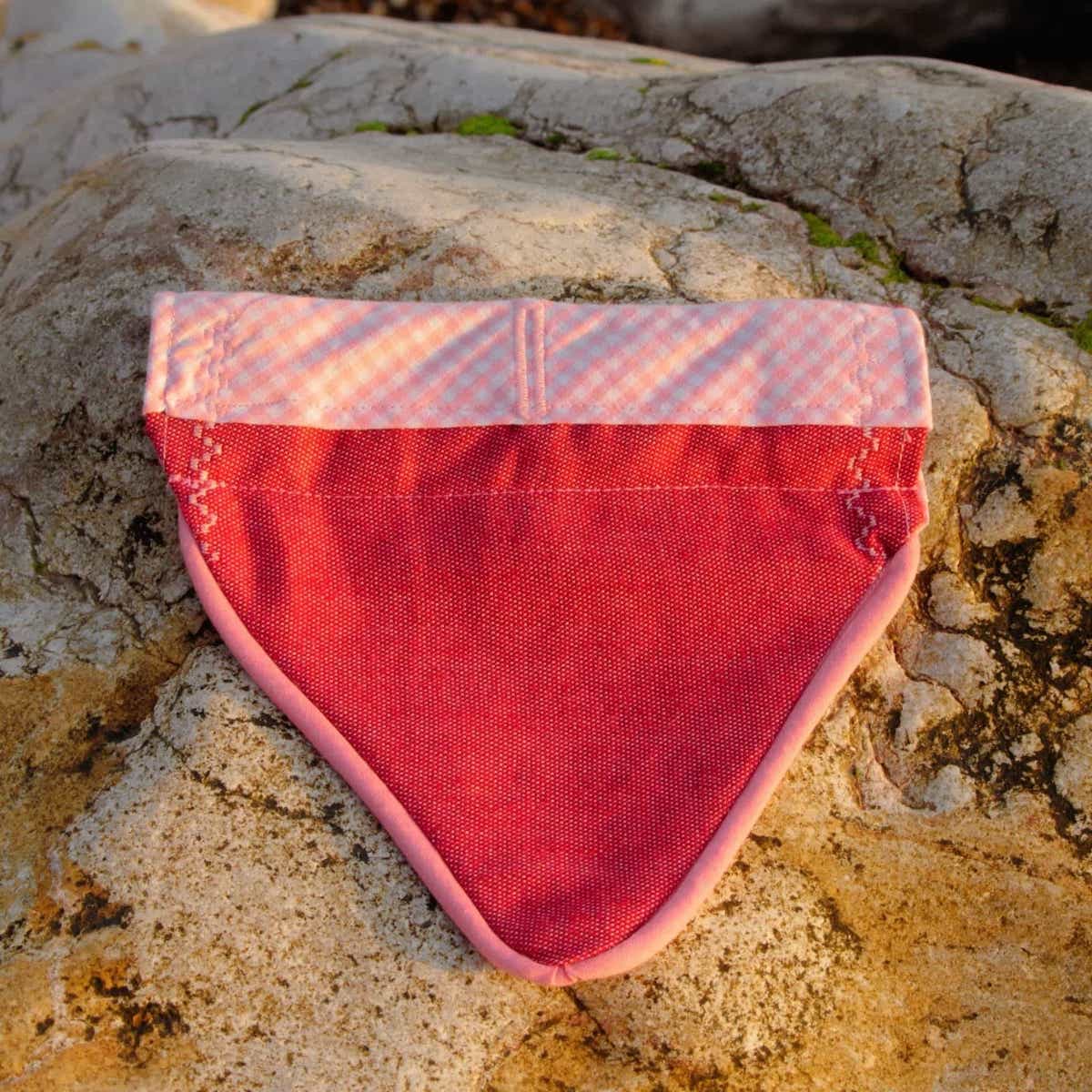 Pink Gingham Over-collar Dog Bandana (reversible) - Hughies Dog Accessories