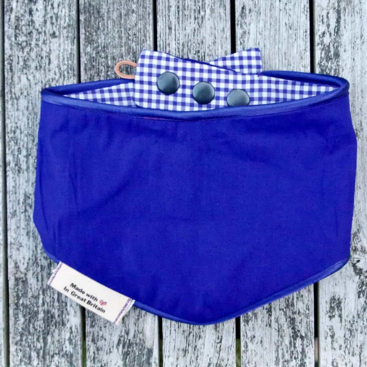 Purple Gingham Snap-on Dog Bandana (reversible) - Hughies Dog Accessories