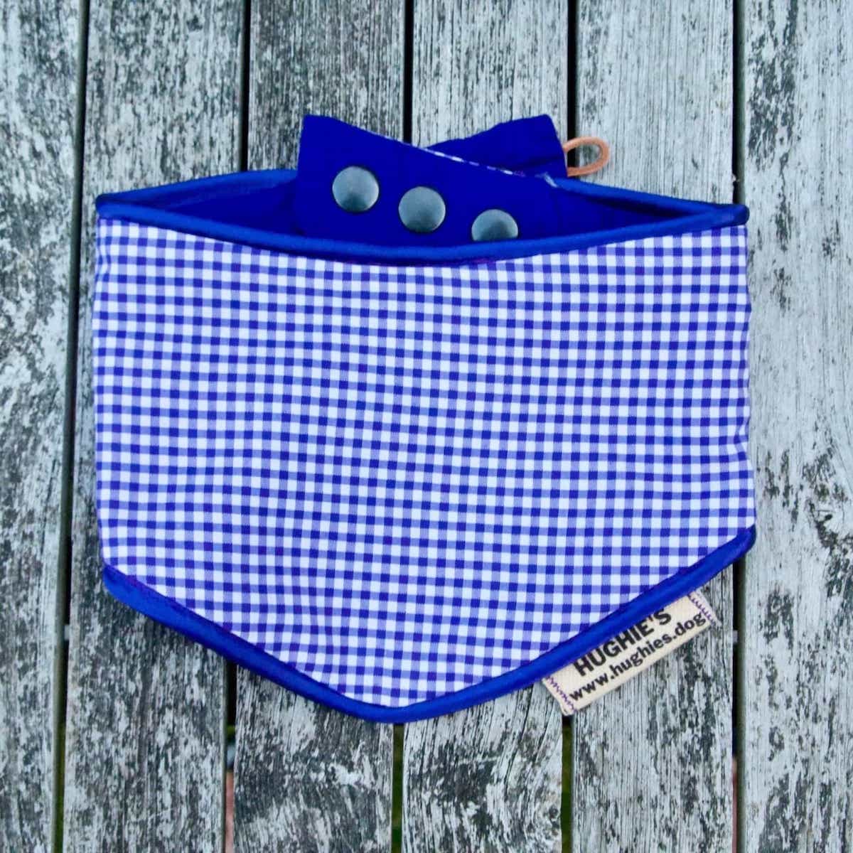 Purple Gingham Snap-on Dog Bandana (reversible) - Hughies Dog Accessories