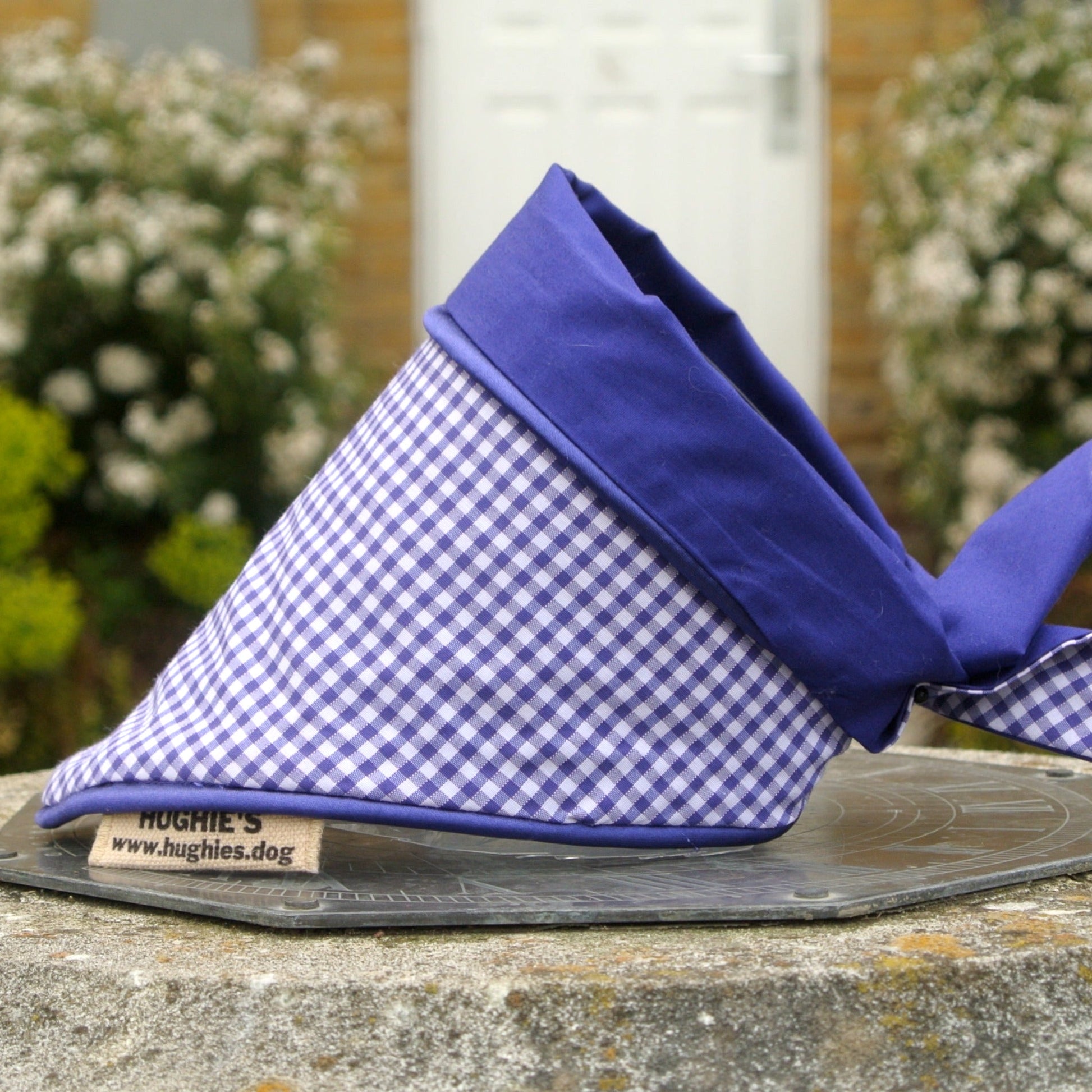 Purple Gingham Tie-on Dog Bandana (reversible) - Hughies Dog Accessories