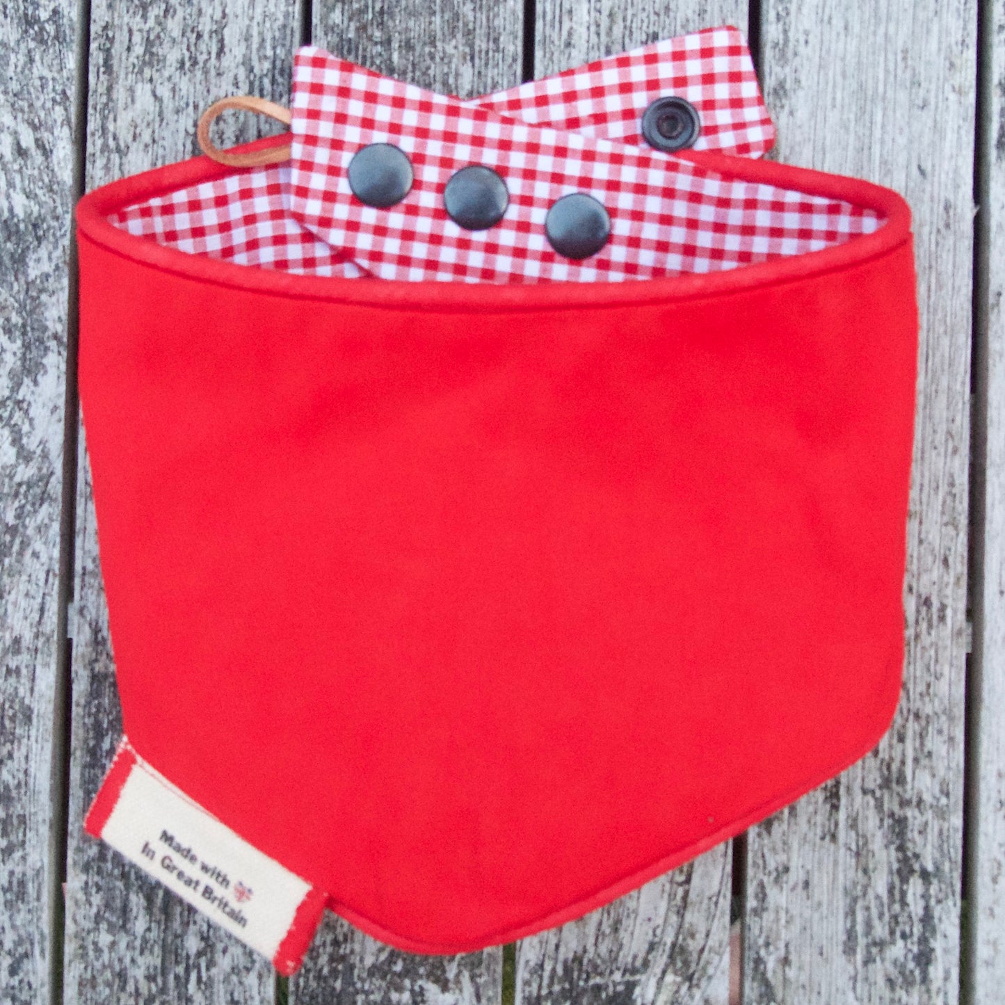 Red Gingham Snap-on Dog Bandana (reversible) - Hughies Dog Accessories