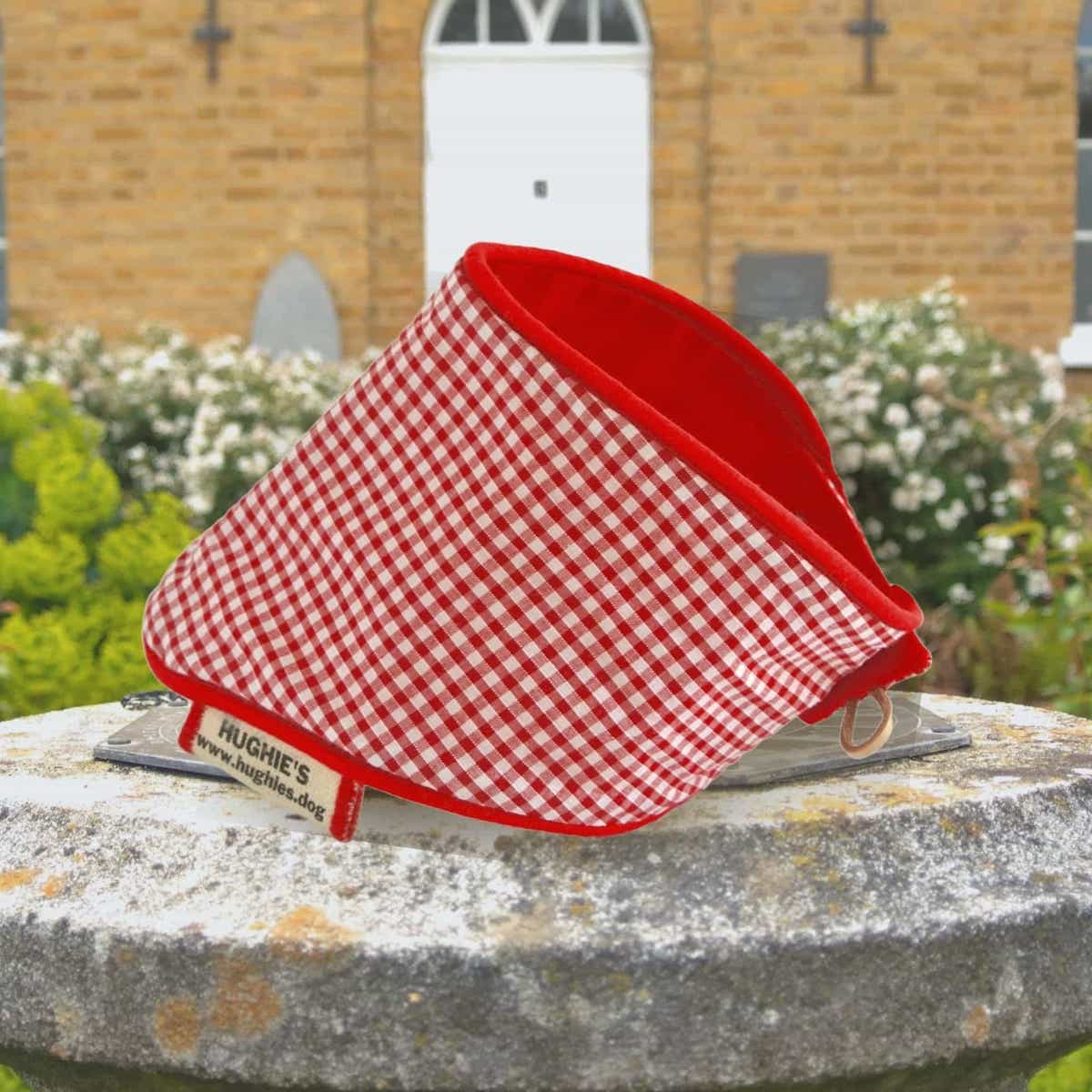 Red Gingham Snap-on Dog Bandana (reversible) - Hughies Dog Accessories