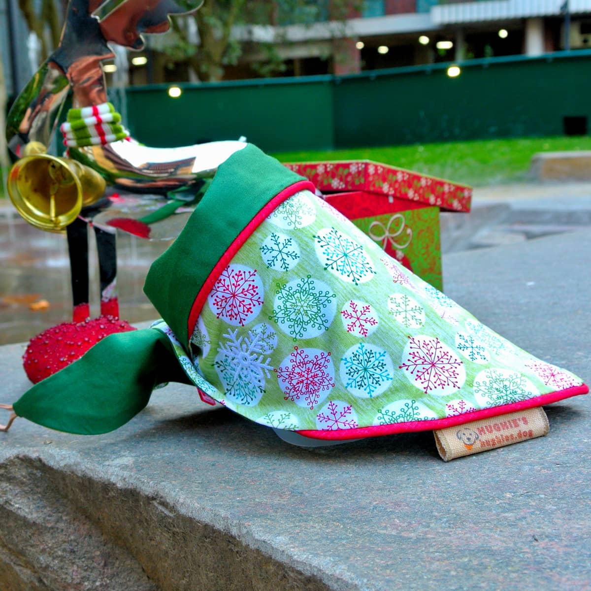 SantaPaws Christmas Snowflake Dog Tie-on Dog Bandana (reversible) - Hughies Dog Accessories