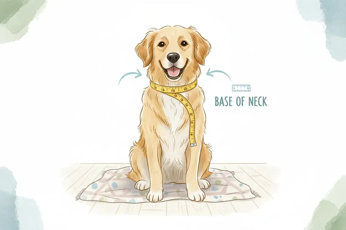 Dog bandana sizing guide for measuring the correct fit