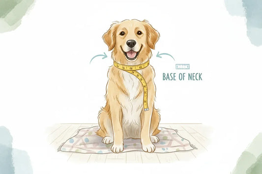 Dog bandana sizing guide for measuring the correct fit