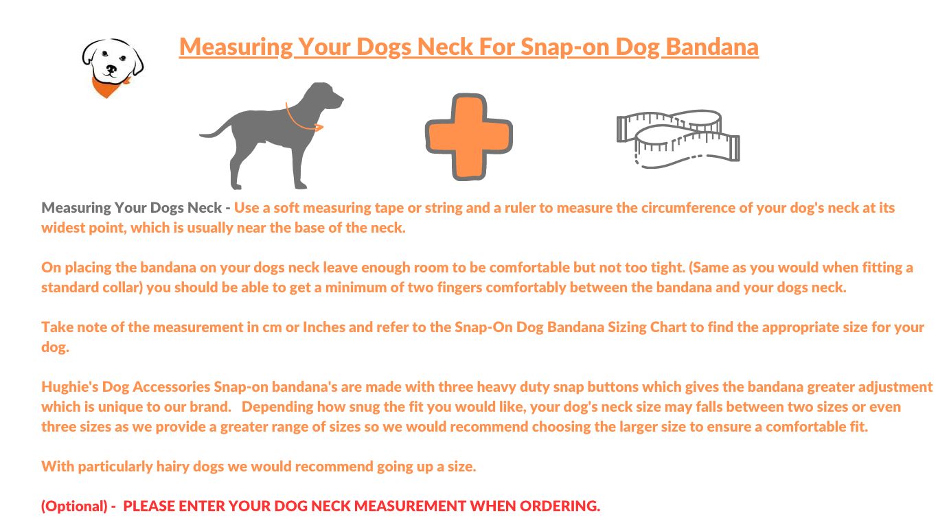 guide on how to measure dogs neck for a snap-on dog bandana