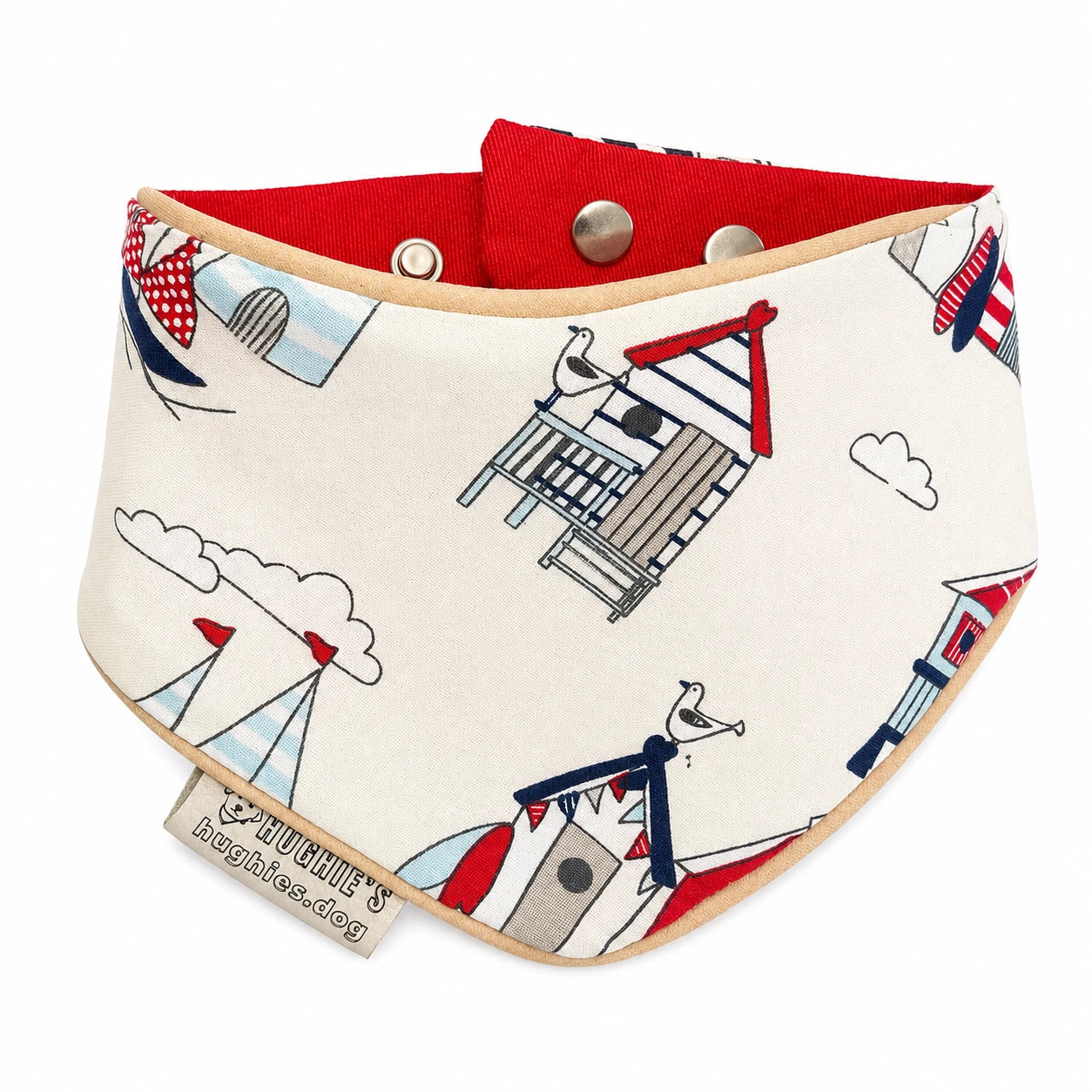 Coastal Heritage reversible snap-on dog bandana front view on white background