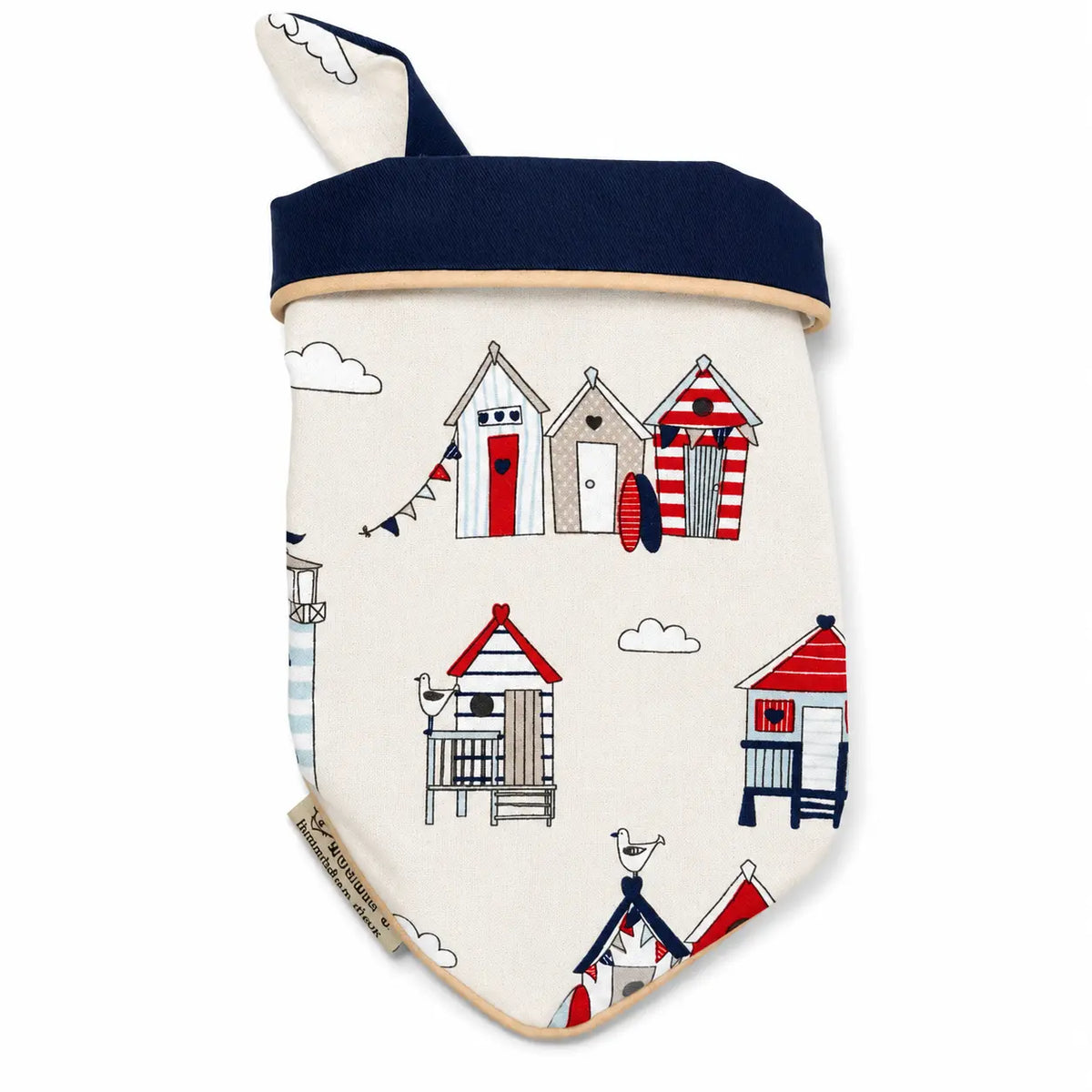 Coastal Heritage reversible tie-on dog bandana front view on white background