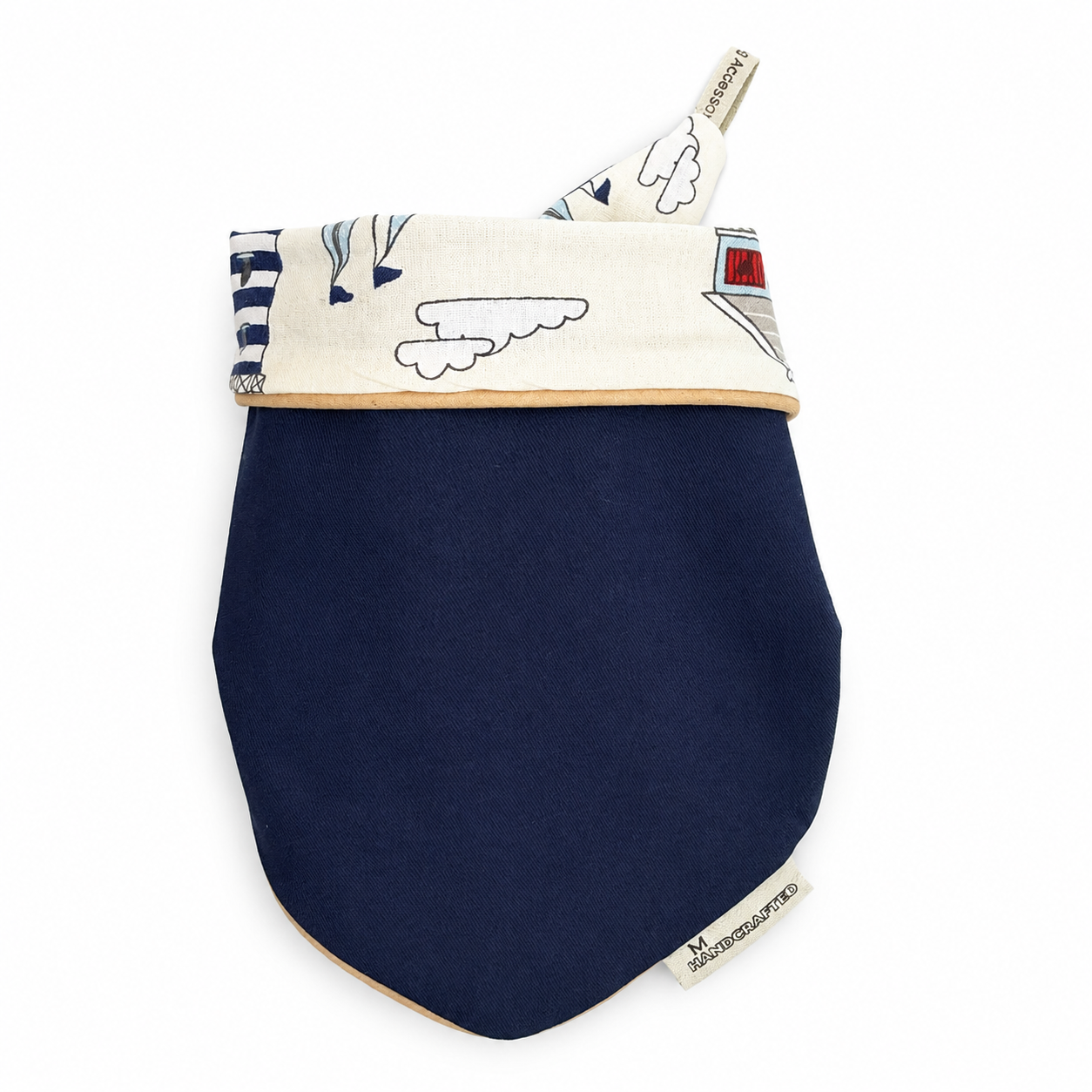 Coastal Heritage reversible tie-on dog bandana navy reverse side on white background