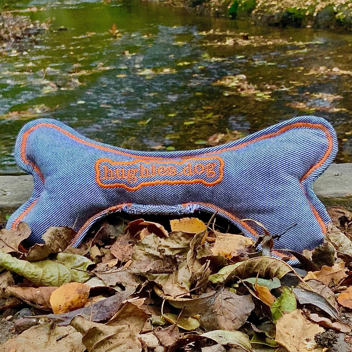 Herringbone Tweed soft bone dog toy outdoors