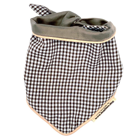 Mushroom Gingham Tie - on Dog Bandana (reversible) - Hughies Dog Accessories