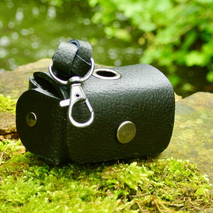 Reclaimed leather dog waste bag holder handmade from salvaged sofa leather