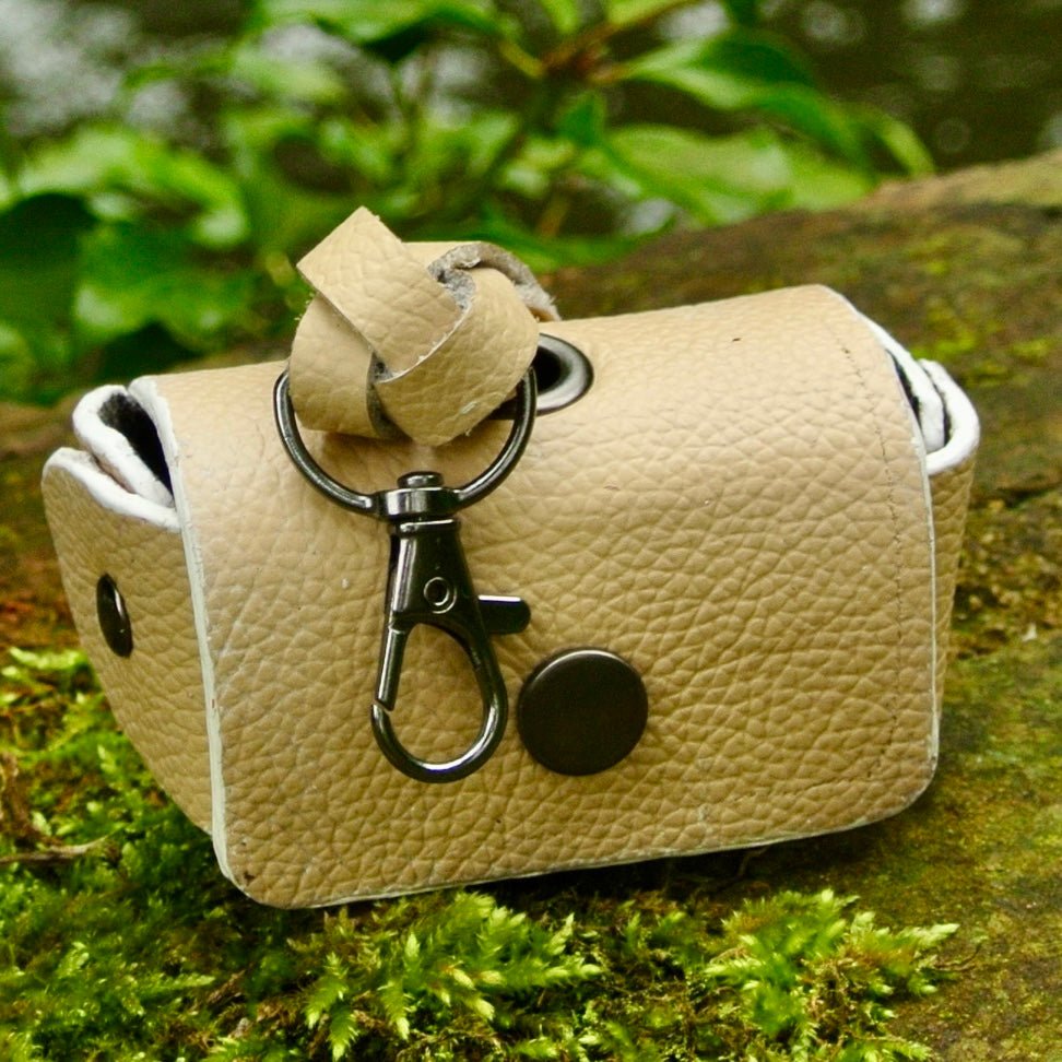 Reclaimed leather dog waste bag holder – alternate product view 1