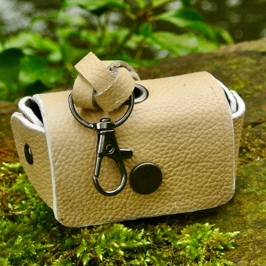Reclaimed leather dog waste bag holder – alternate product view 1