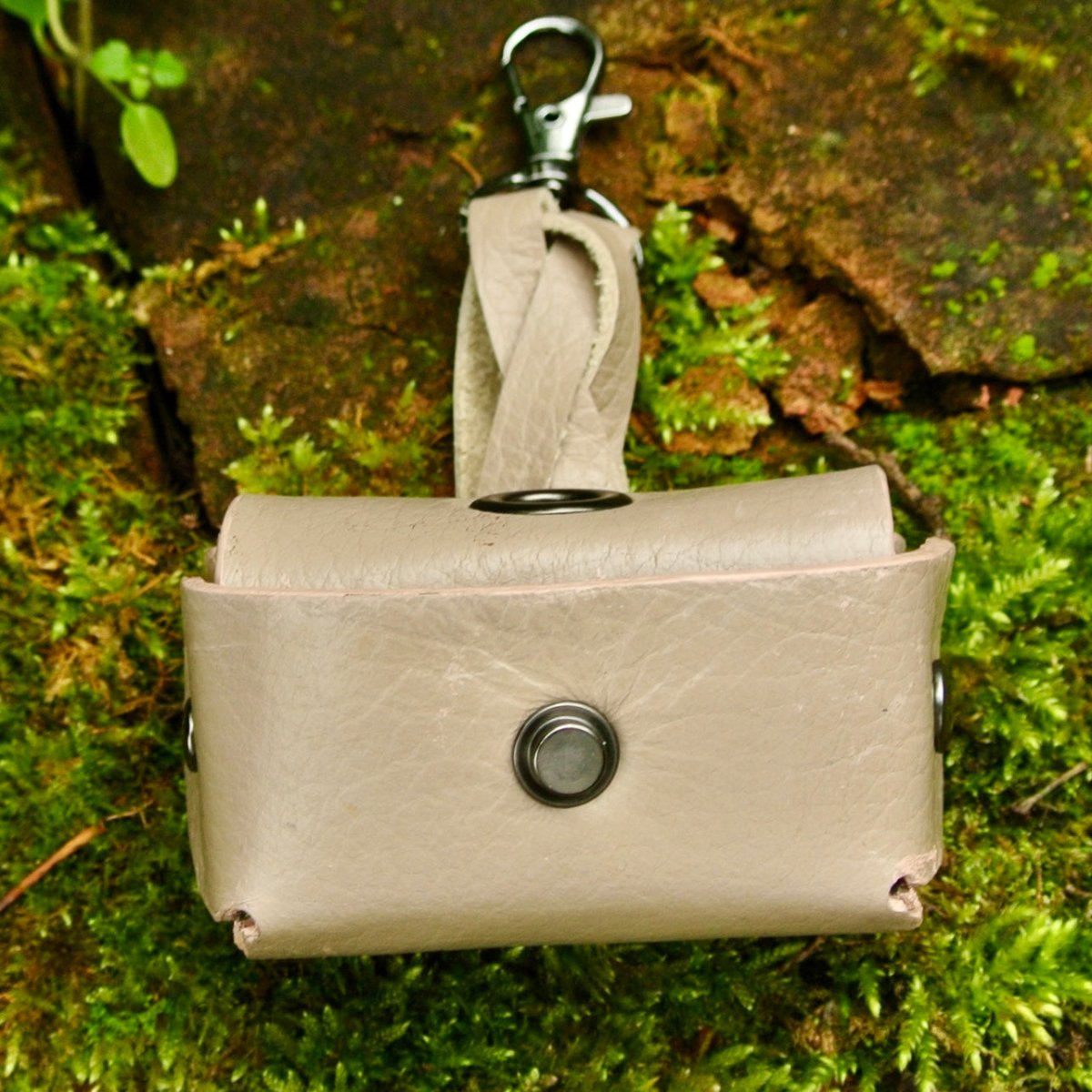 Reclaimed leather dog waste bag holder – alternate product view 4