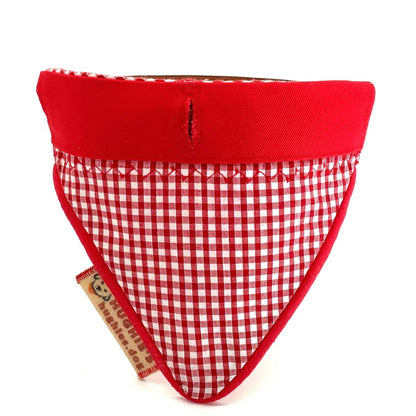 Red Gingham Over - collar Dog Bandana (reversible) - Hughies Dog Accessories