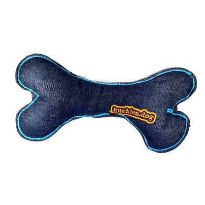 Toy Blue Denim Classic Soft Dog Bone Toy - Hughies Dog Accessories