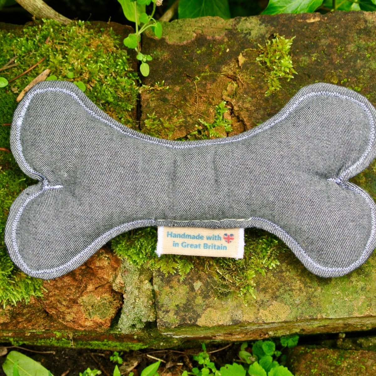 Toy Blue Denim Classic Soft Dog Bone Toy - Hughies Dog Accessories