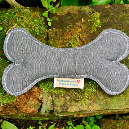 Toy Blue Denim Classic Soft Dog Bone Toy - Hughies Dog Accessories