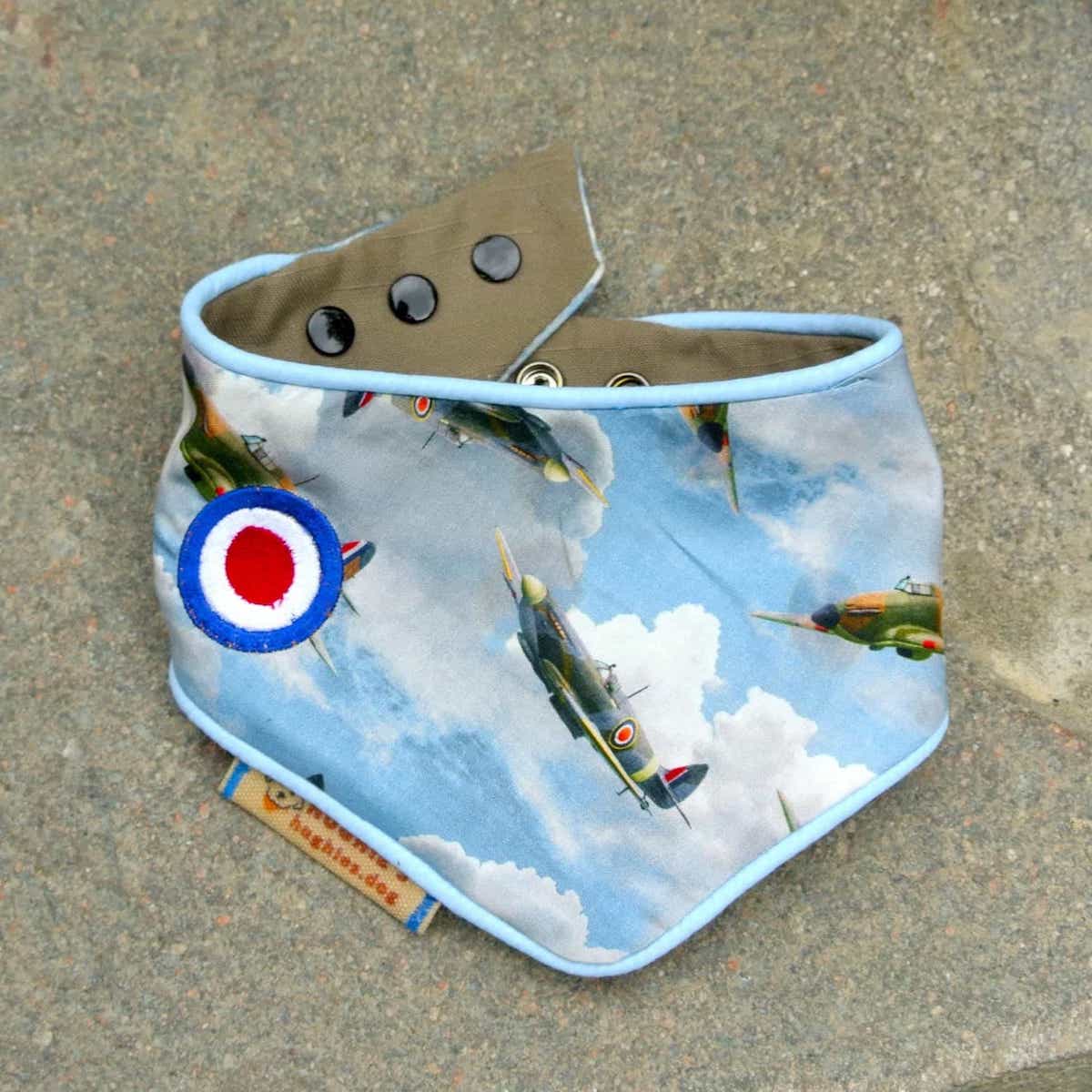 British Heritage Spitfire Snap-on Dog Bandana (reversible) - Hughies Dog Accessories