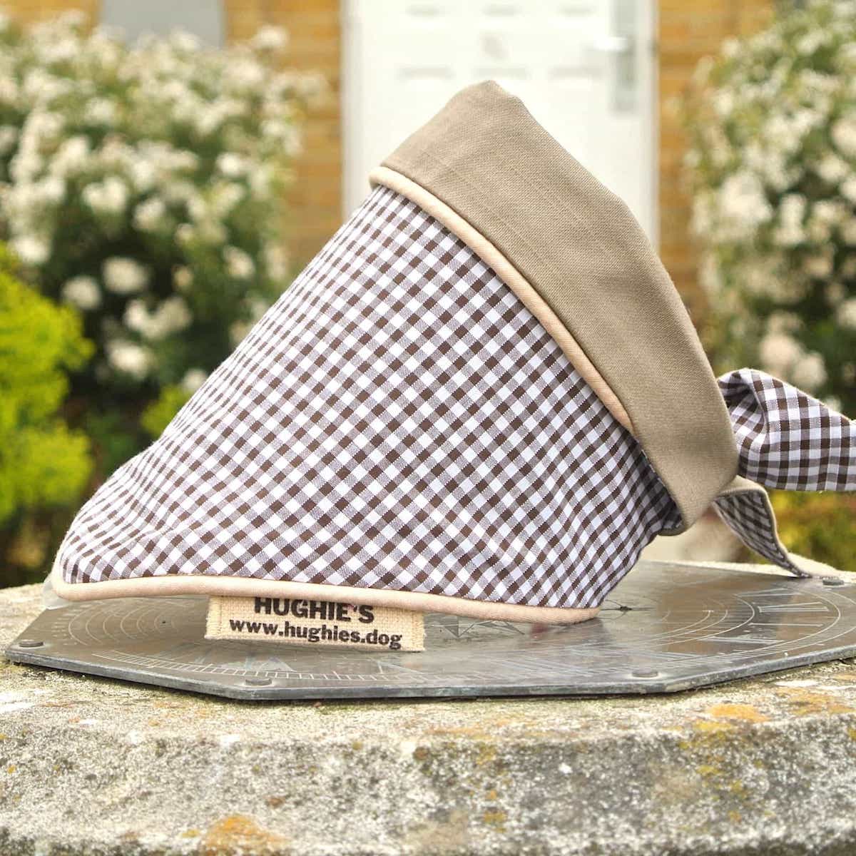 Mushroom Gingham Tie - on Dog Bandana (reversible) - Hughies Dog Accessories