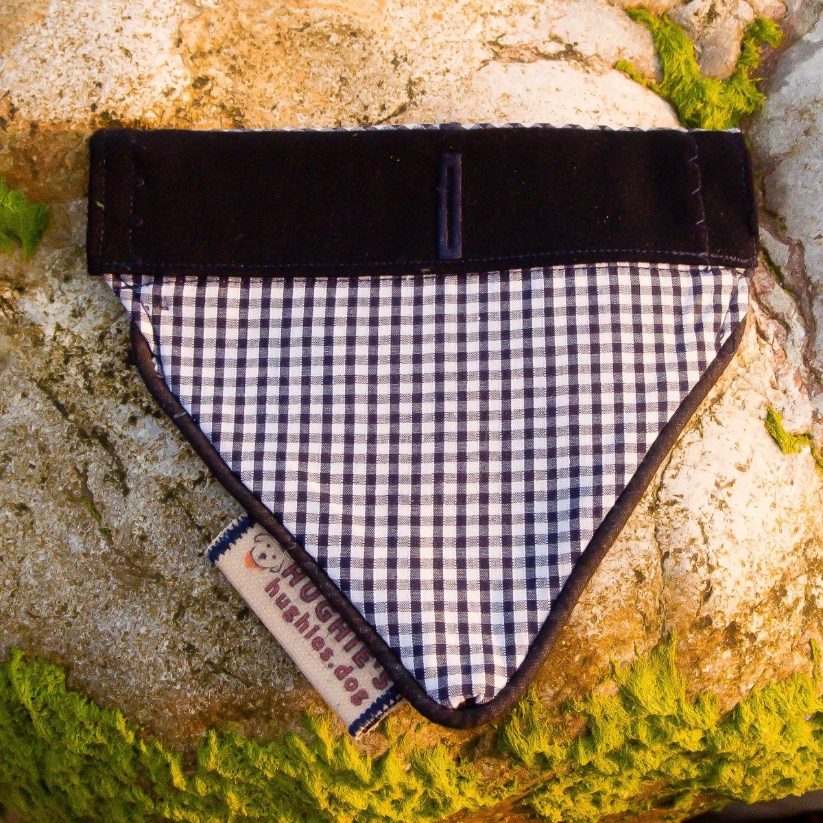 Purple Gingham Over-collar Dog Bandana (reversible) - Hughies Dog Accessories